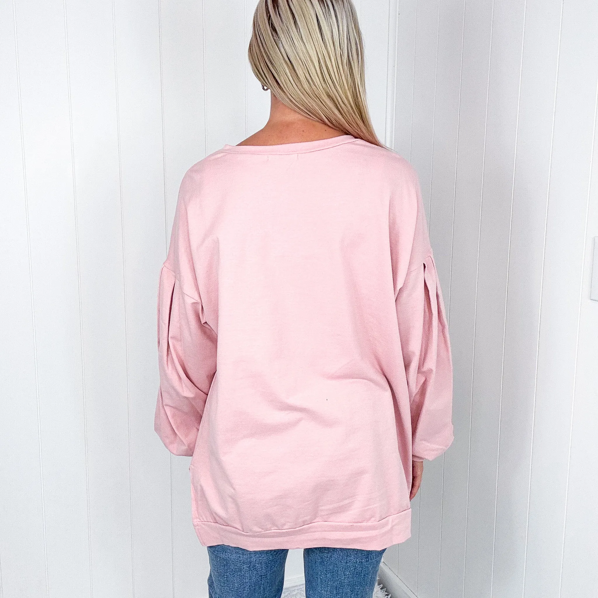 Dusty Pink Cow Girl Graphic Sweatshirt with Open Hem Pullover sold by Boujee Boutique product image thumbnail 3