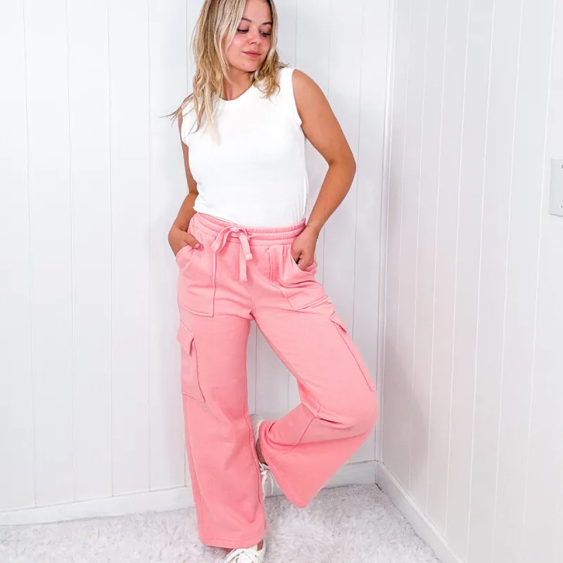 Risen Blush High Waist Wide Leg Cargo Pants made by Risen