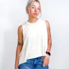 Sheer Slub Knit Side Slit High Low Round Neck Tank in Sand Beige sold by Boujee Boutique