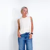 Sheer Slub Knit Side Slit High Low Round Neck Tank in Sand Beige sold by Boujee Boutique