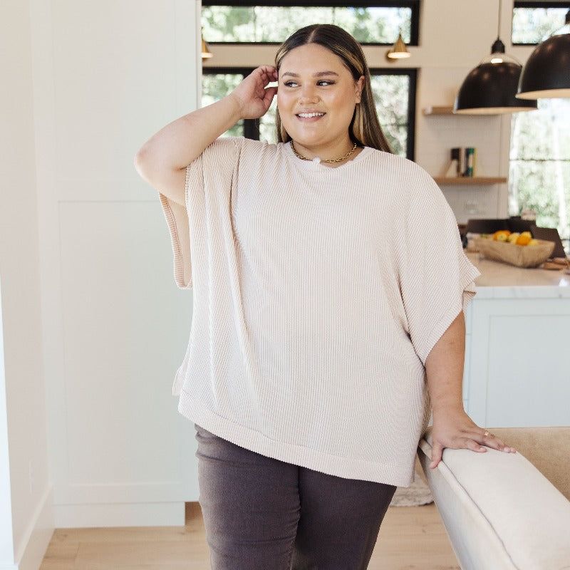 Beige Love or Leave Oversized Short Sleeve Top sold by Boujee Boutique product image thumbnail 2