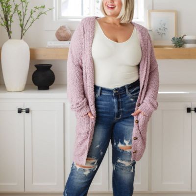 Soft Wisteria Hooded Long Cardigan sold by Boujee Boutique