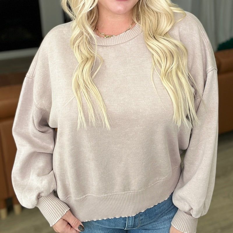 Acid Wash Oversized Pullover Sweatshirt in Ash Mocha sold by Boujee Boutique product image thumbnail 4