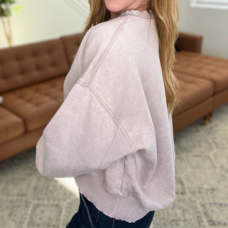 Acid Wash Oversized Pullover Sweatshirt in Ash Mocha sold by Boujee Boutique product image thumbnail 2