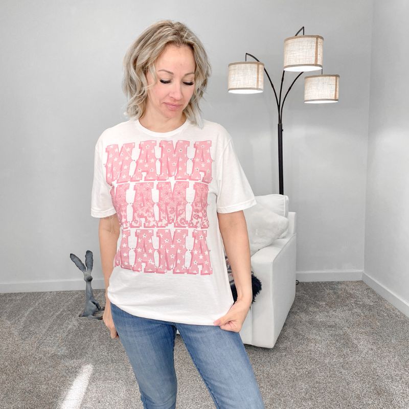 Rhinestone Bling Pink Mama Mama Graphic Tee sold by Boujee Boutique product image thumbnail 2