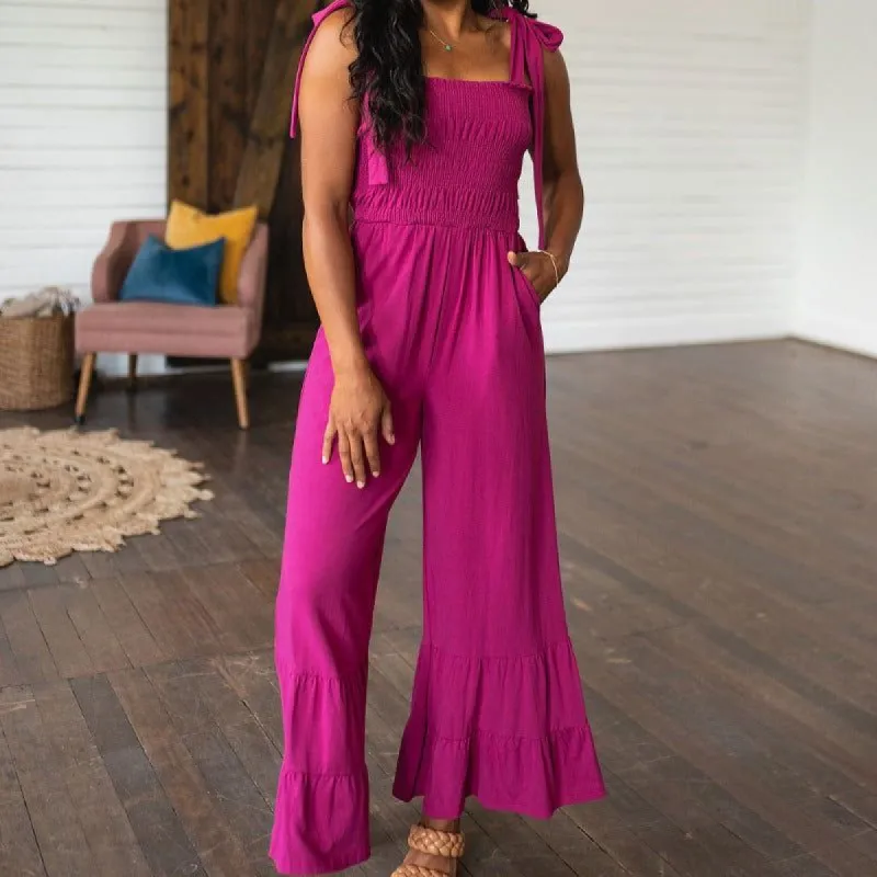 Smocked Top Almost Available Flared Jumpsuit sold by Boujee Boutique