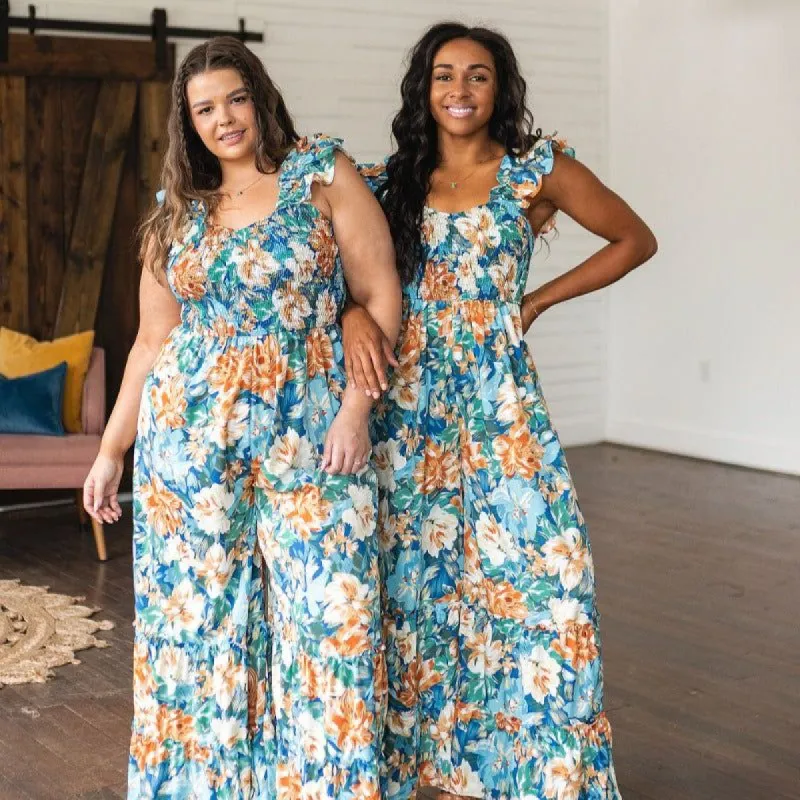 Summer Pretty Please Floral Jumpsuit sold by Boujee Boutique