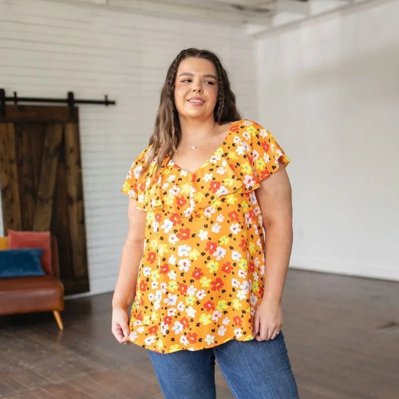 Orange Freshly Picked Floral Short Sleeve Top sold by Boujee Boutique