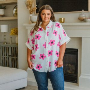 Daisy Delight Mod Floral Button Down Blouse sold by Boujee Boutique