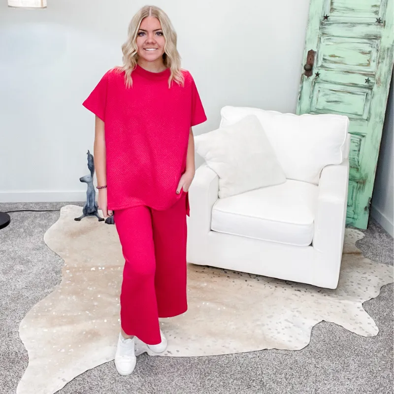 Deep Pink Textured Short Sleeve Top sold by Boujee Boutique product image thumbnail 5