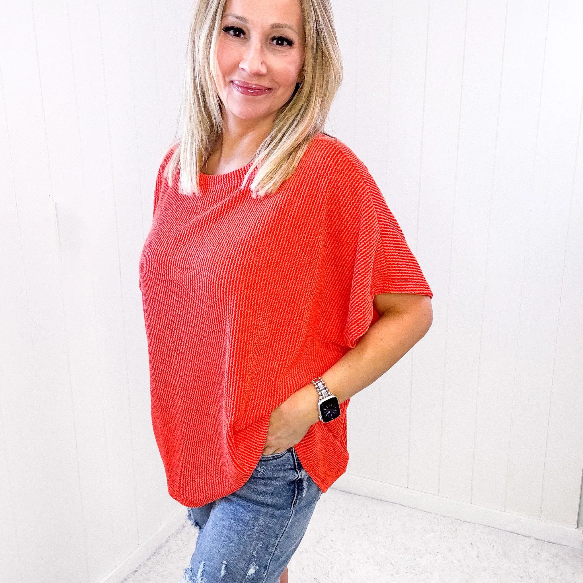 Spring Bloomin Ribbed Oversized Short Sleeve Top in 3 Colors sold by Boujee Boutique product image thumbnail 3