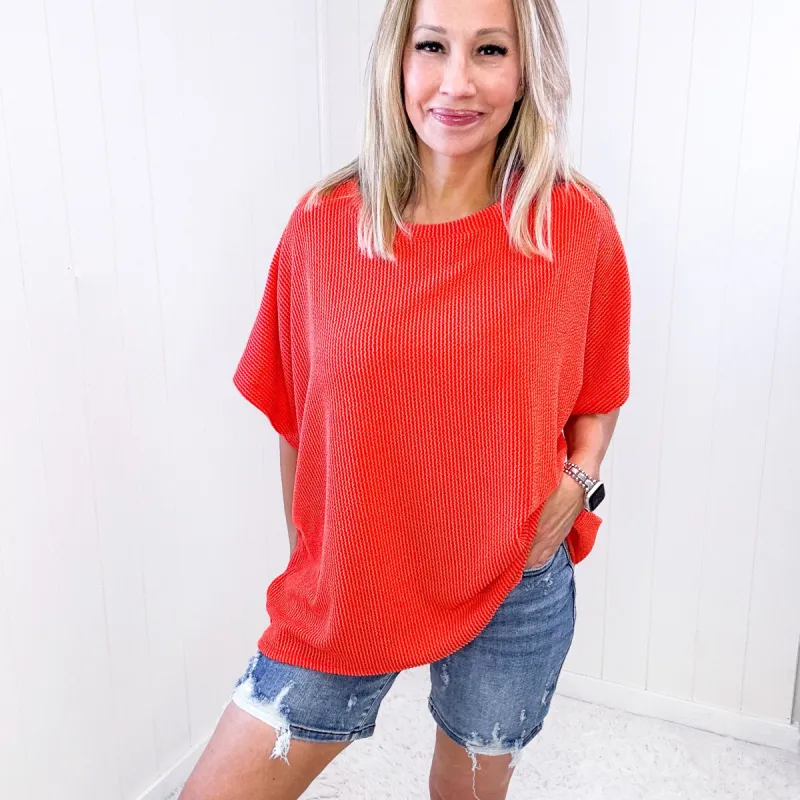 Spring Bloomin Ribbed Oversized Short Sleeve Top in 3 Colors sold by Boujee Boutique