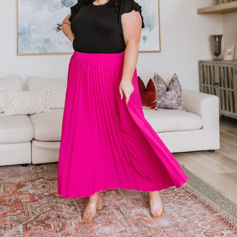Pleated Just Too Hot Maxi Skirt in Hot Pink sold by Boujee Boutique product image thumbnail 13