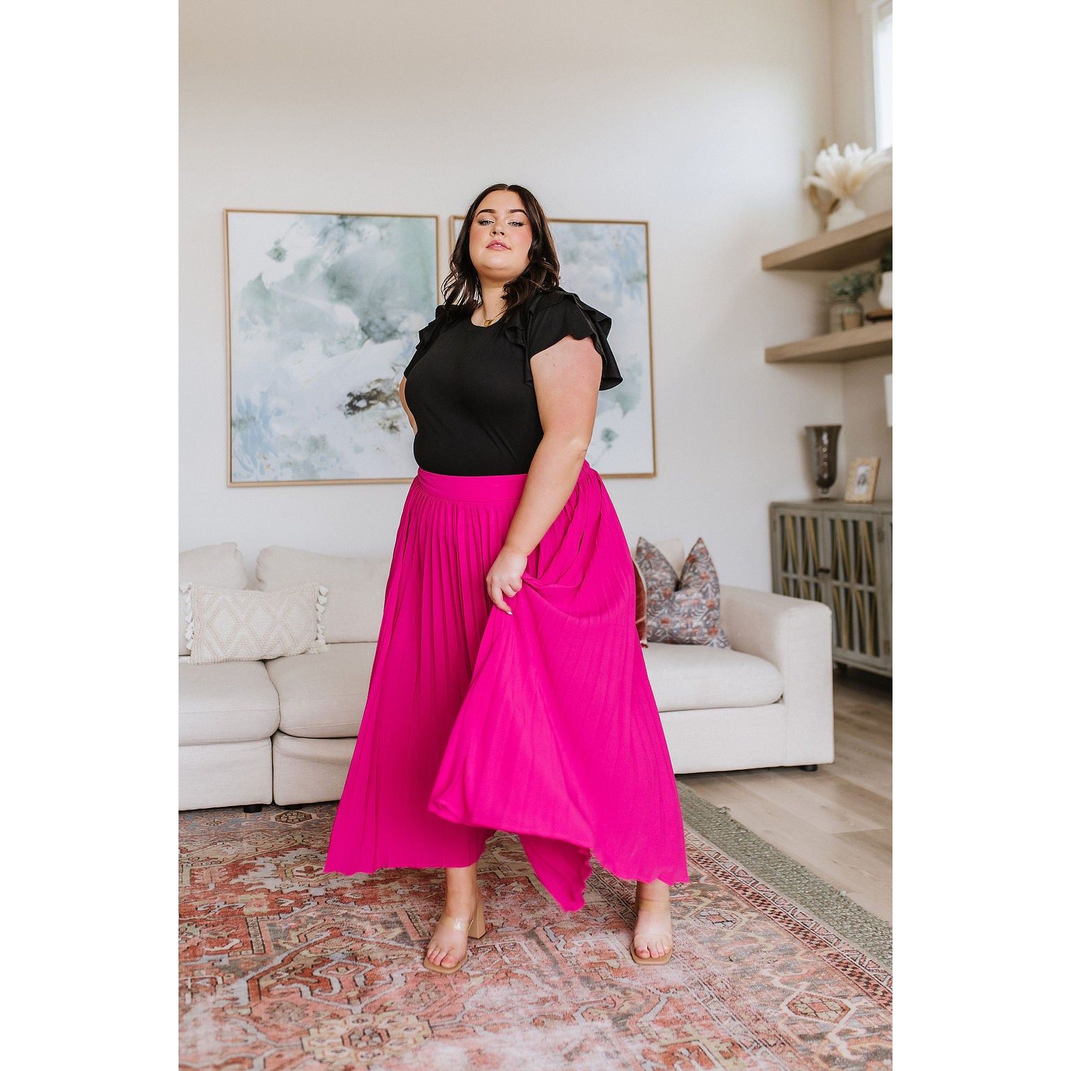 Pleated Just Too Hot Maxi Skirt in Hot Pink sold by Boujee Boutique product image thumbnail 17