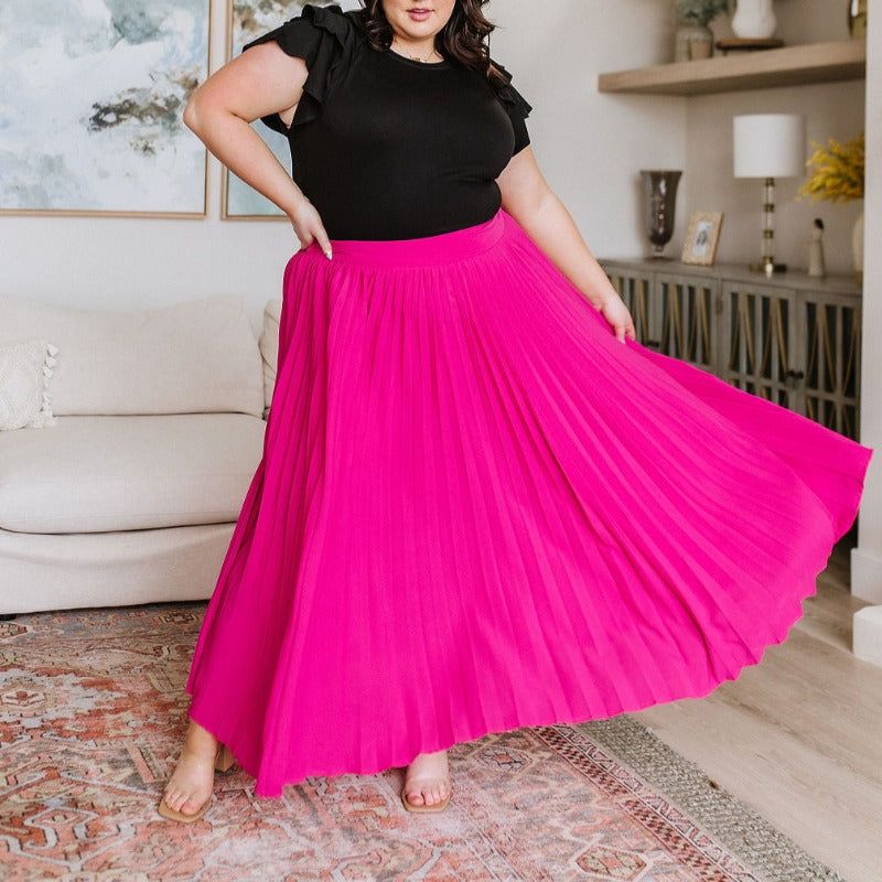 Pleated Just Too Hot Maxi Skirt in Hot Pink sold by Boujee Boutique product image thumbnail 8
