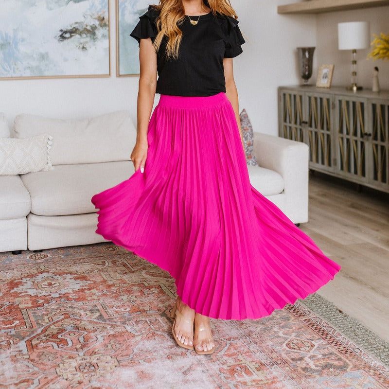 Pleated Just Too Hot Maxi Skirt in Hot Pink sold by Boujee Boutique product image thumbnail 2