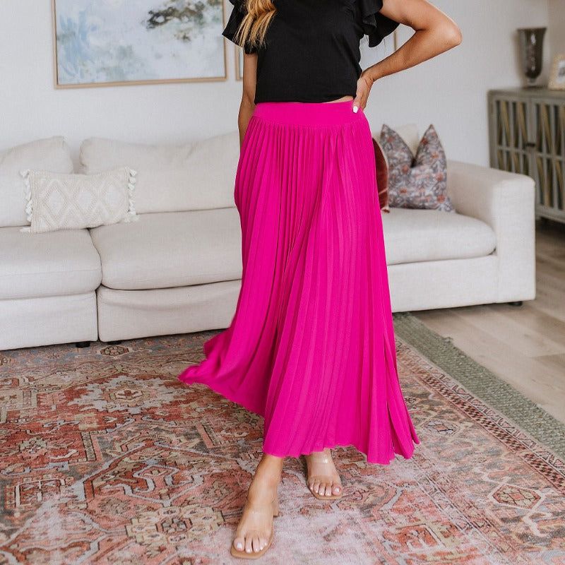 Pleated Just Too Hot Maxi Skirt in Hot Pink sold by Boujee Boutique product image thumbnail 9