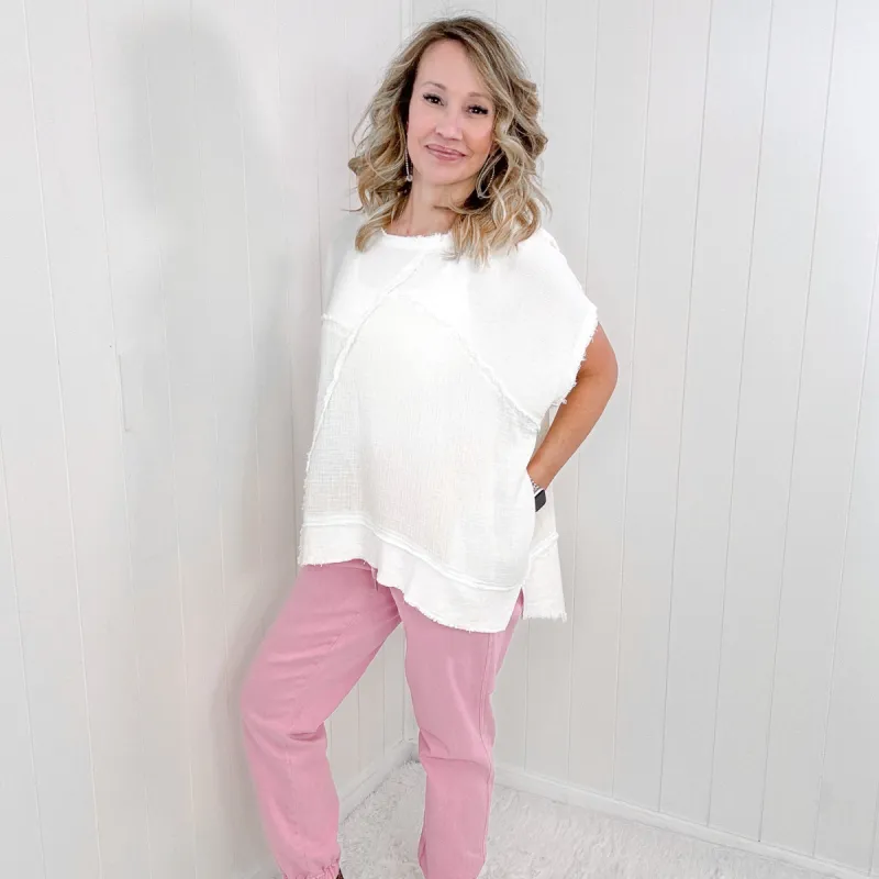 Oli & Hali Oversized Washed Patchwork Woven Top sold by Boujee Boutique