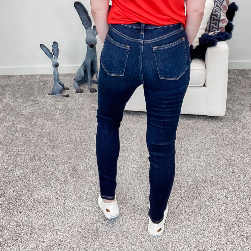 Judy Blue High Waist Dark Handsanded Skinny Jeans sold by Boujee Boutique product image thumbnail 2