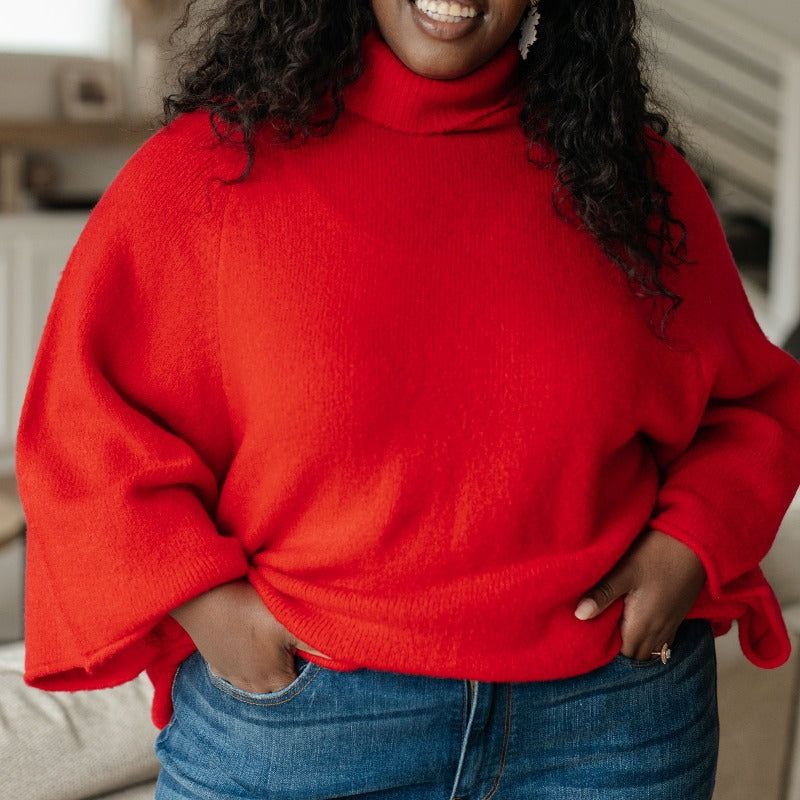 Not Too Desperate Red Turtleneck Sweater sold by Boujee Boutique product image thumbnail 3