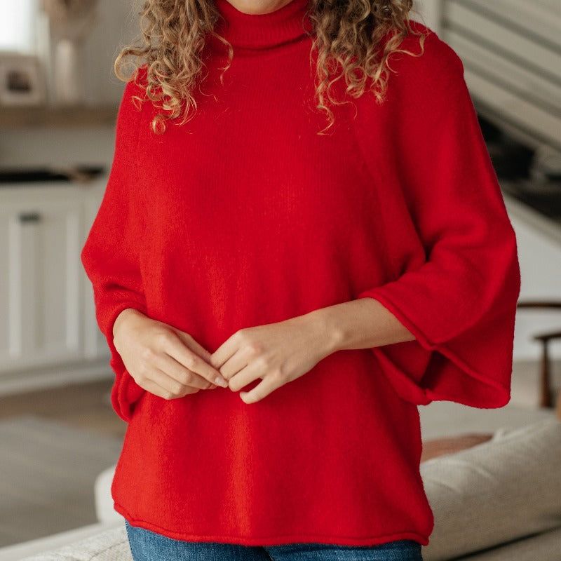 Not Too Desperate Red Turtleneck Sweater sold by Boujee Boutique product image thumbnail 2