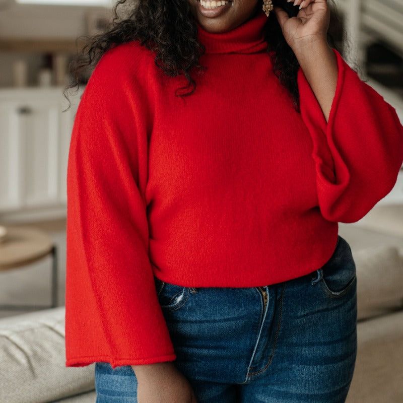 Not Too Desperate Red Turtleneck Sweater sold by Boujee Boutique product image thumbnail 5