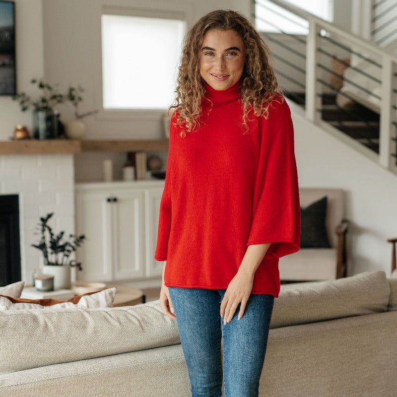 Not Too Desperate Red Turtleneck Sweater sold by Boujee Boutique product image thumbnail 4