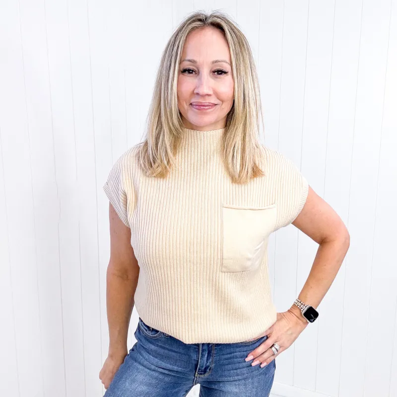 Oatmeal This Little Life Mock Neck Short Sleeve Sweater sold by Boujee Boutique