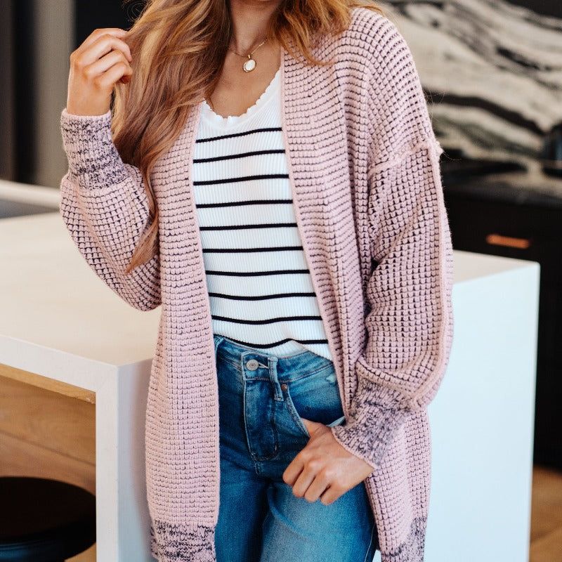 The Way It Was Long Cardigan Sweater in Mauve sold by Boujee Boutique product image thumbnail 4