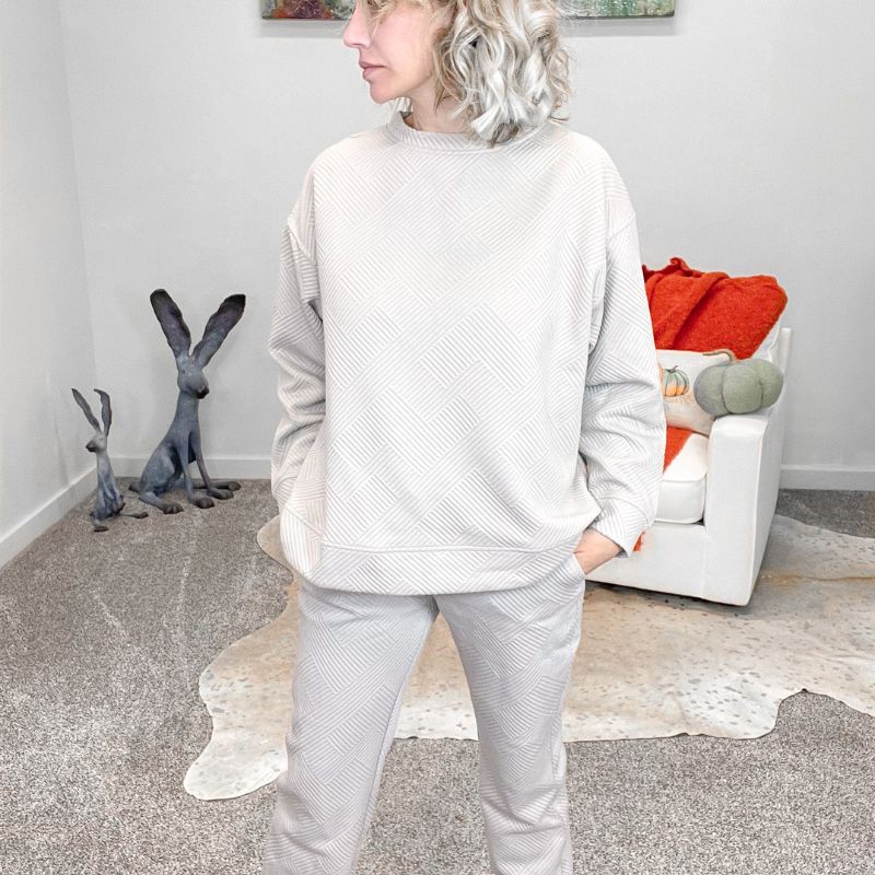 Oatmeal Textured Long Sleeve Sweatshirt Top sold by Boujee Boutique product image thumbnail 3