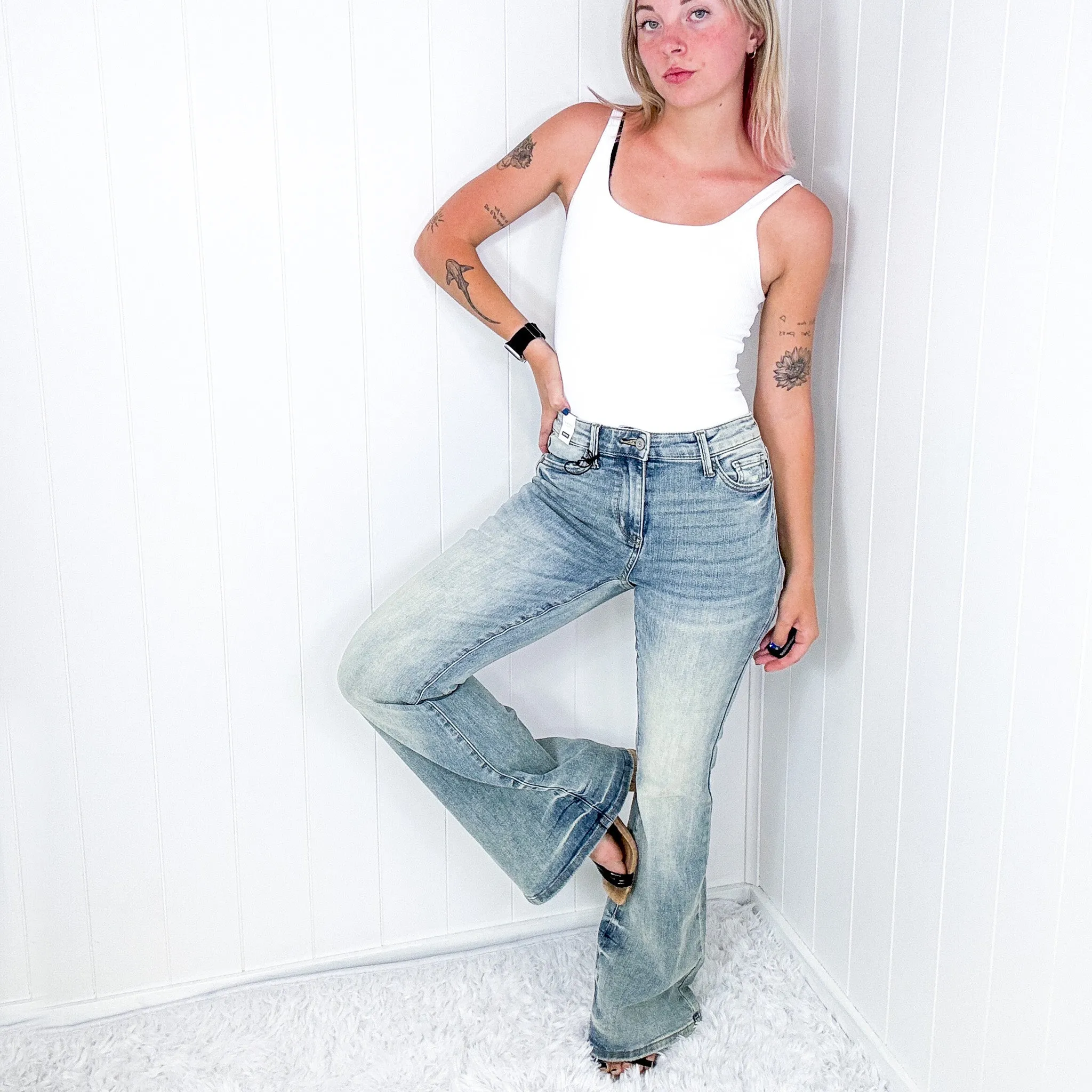 Judy Blue Liberty Mid Rise Whisker Kissed Flare Jeans sold by Boujee Boutique product image thumbnail 5