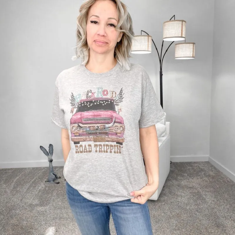 Grey Bling Back Road Road Trippin Graphic Tee sold by Boujee Boutique