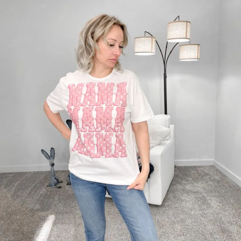 Rhinestone Bling Pink Mama Mama Graphic Tee sold by Boujee Boutique