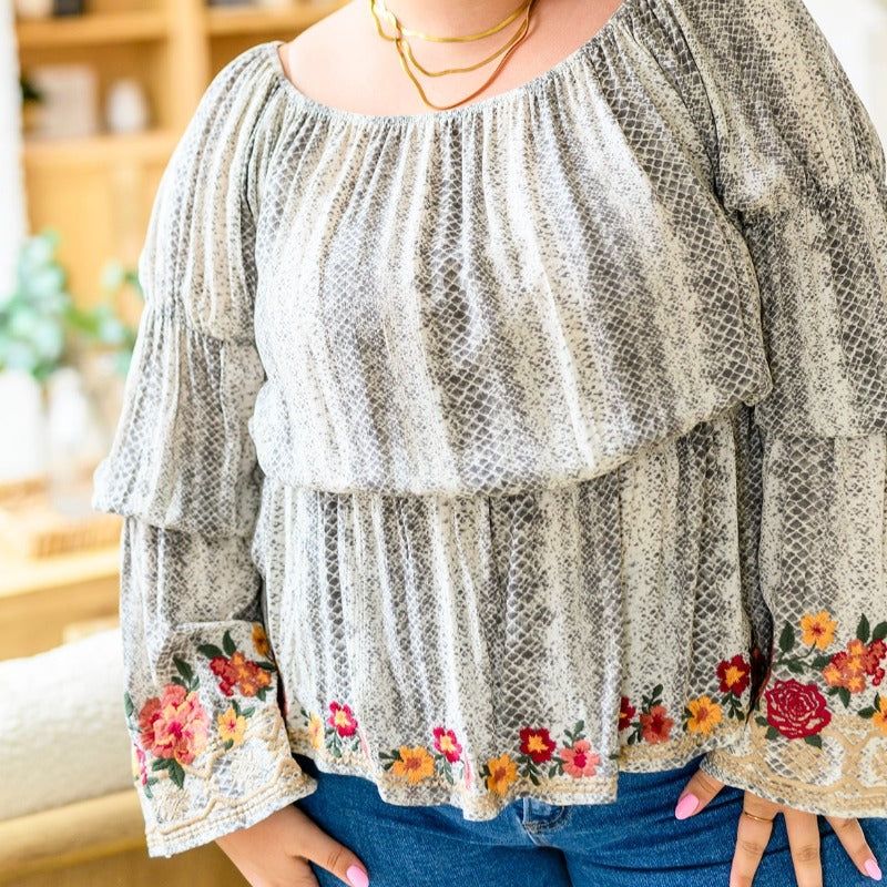 Don't Tempt Me Embroidered Blouse sold by Boujee Boutique product image thumbnail 3