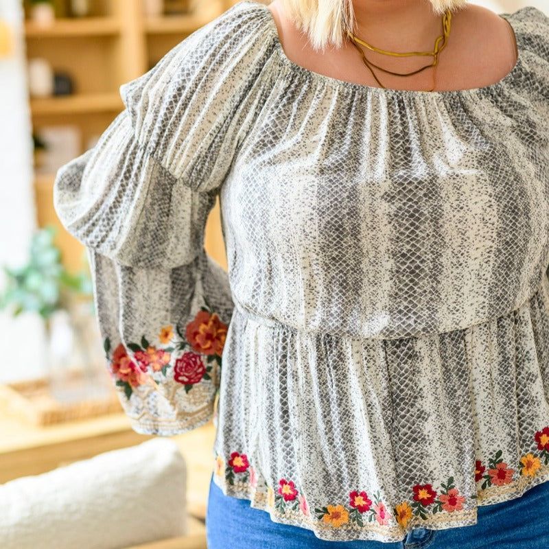 Don't Tempt Me Embroidered Blouse sold by Boujee Boutique product image thumbnail 4