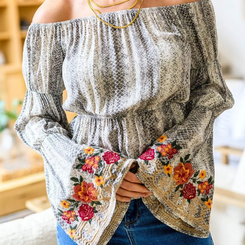 Don't Tempt Me Embroidered Blouse sold by Boujee Boutique product image thumbnail 2