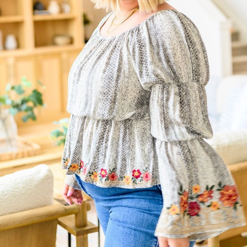 Don't Tempt Me Embroidered Blouse sold by Boujee Boutique product image thumbnail 5