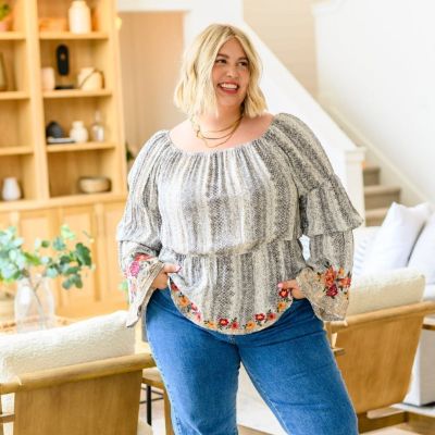 Don't Tempt Me Embroidered Blouse sold by Boujee Boutique