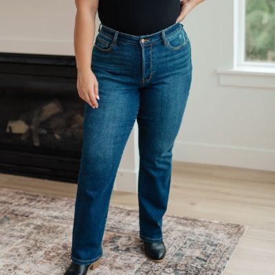 Judy Blue Pippa High Rise Button Fly Straight Leg Jeans sold by Boujee Boutique