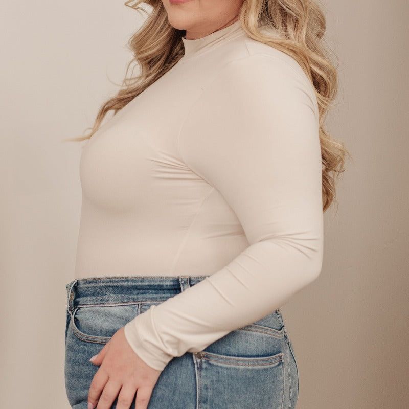 Simple Situation Mock Neck Bodysuit in White/Cream sold by Boujee Boutique product image thumbnail 4