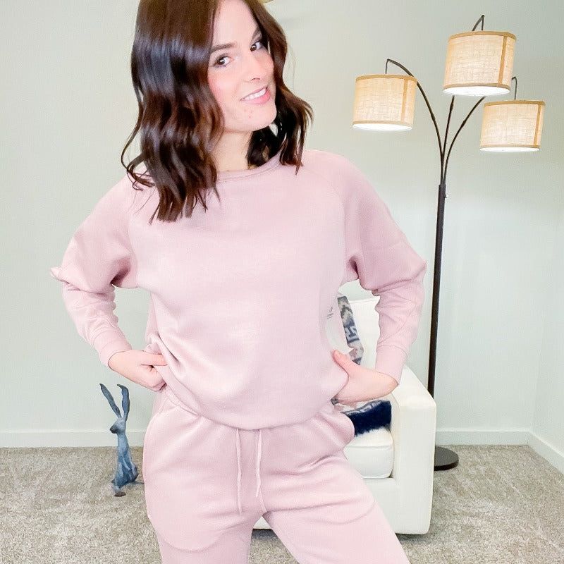 Rose Elevated Contrast Crew Neck Pullover Top sold by Boujee Boutique product image thumbnail 2