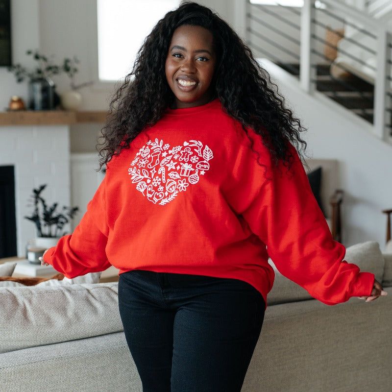 Red Holiday Heart Graphic Sweatshirt sold by Boujee Boutique product image thumbnail 4