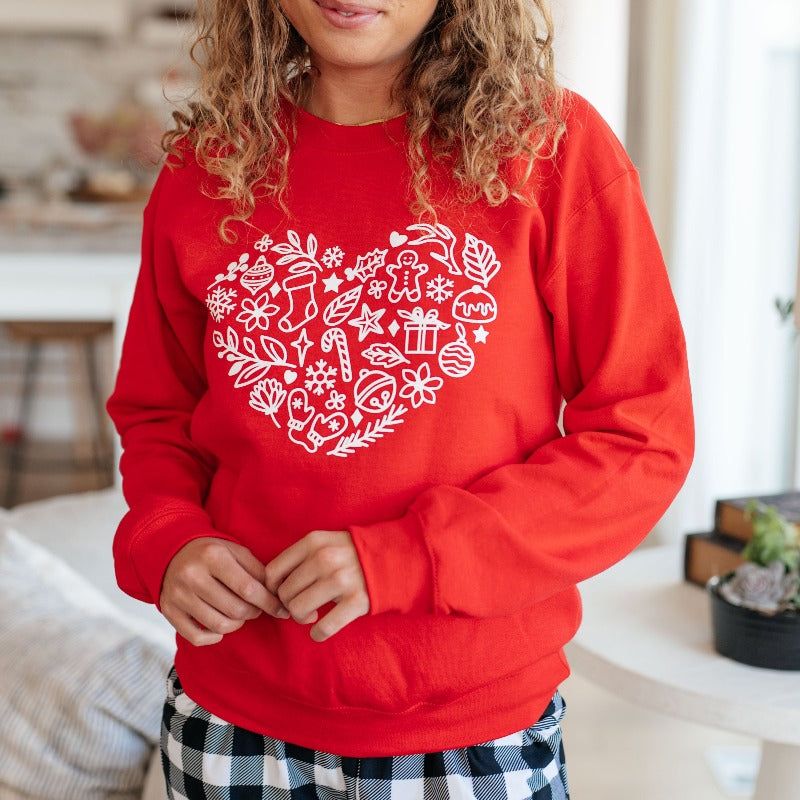 Red Holiday Heart Graphic Sweatshirt sold by Boujee Boutique product image thumbnail 2