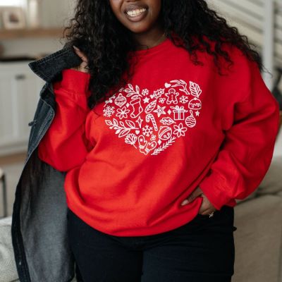 Red Holiday Heart Graphic Sweatshirt sold by Boujee Boutique