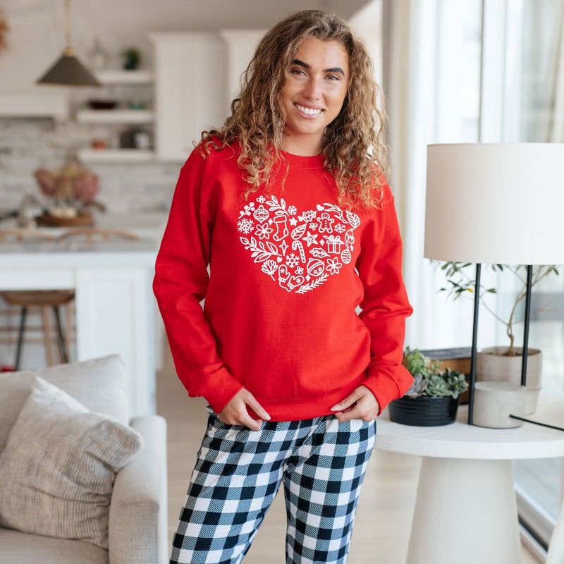 Red Holiday Heart Graphic Sweatshirt sold by Boujee Boutique product image thumbnail 3