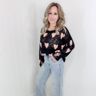 Tough Love Sheer Black Distressed Sweater sold by Boujee Boutique