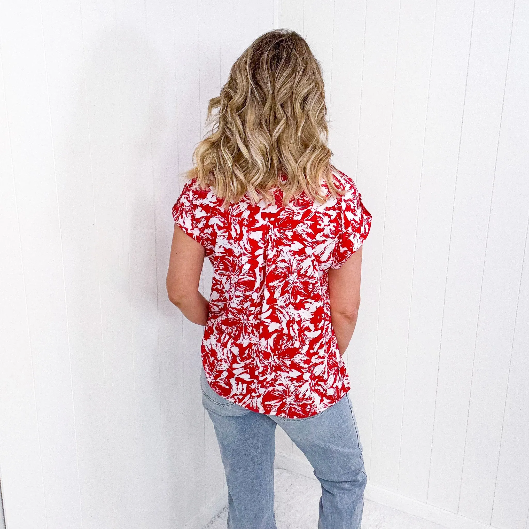 Dear Scarlett Lizzy Cap Sleeve Top in Red Floral sold by Boujee Boutique product image thumbnail 2