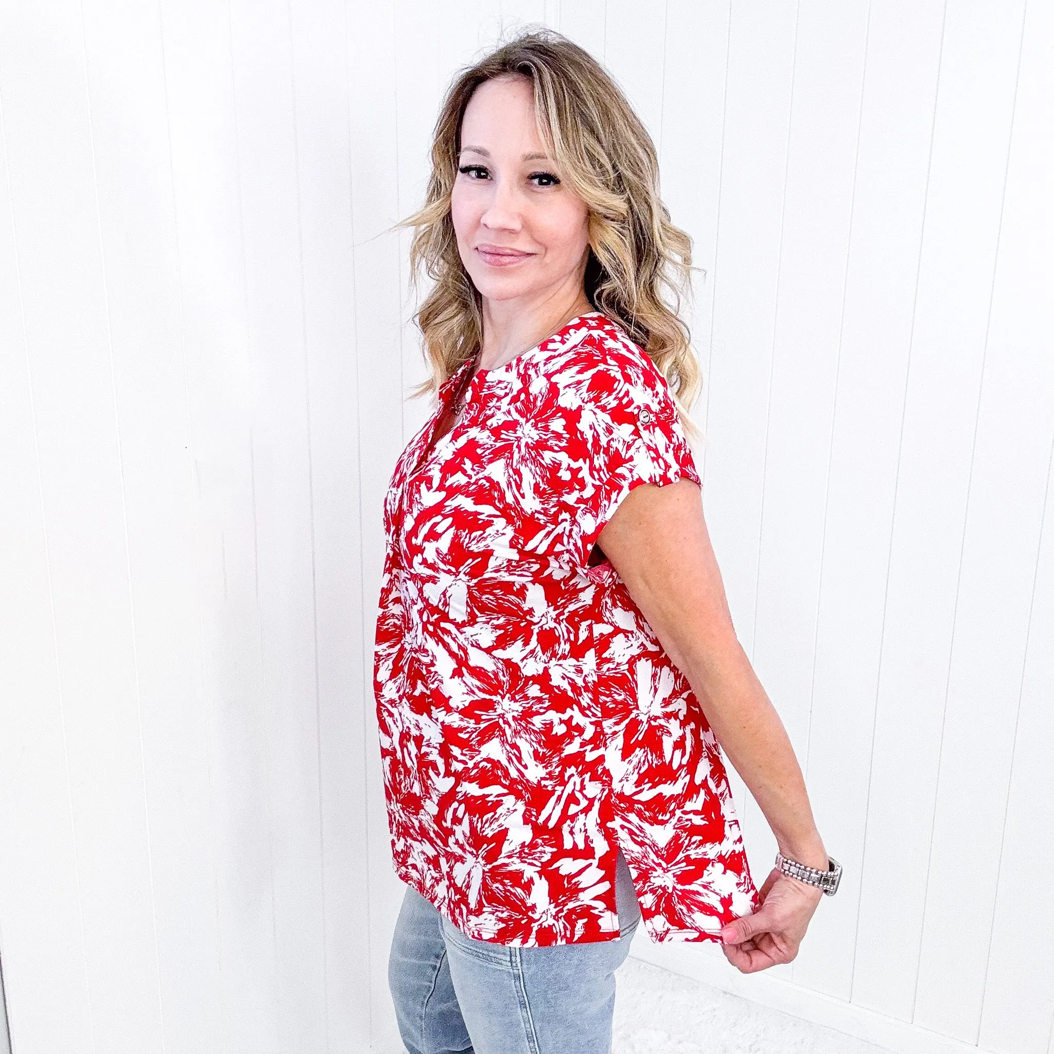 Dear Scarlett Lizzy Cap Sleeve Top in Red Floral sold by Boujee Boutique product image thumbnail 4