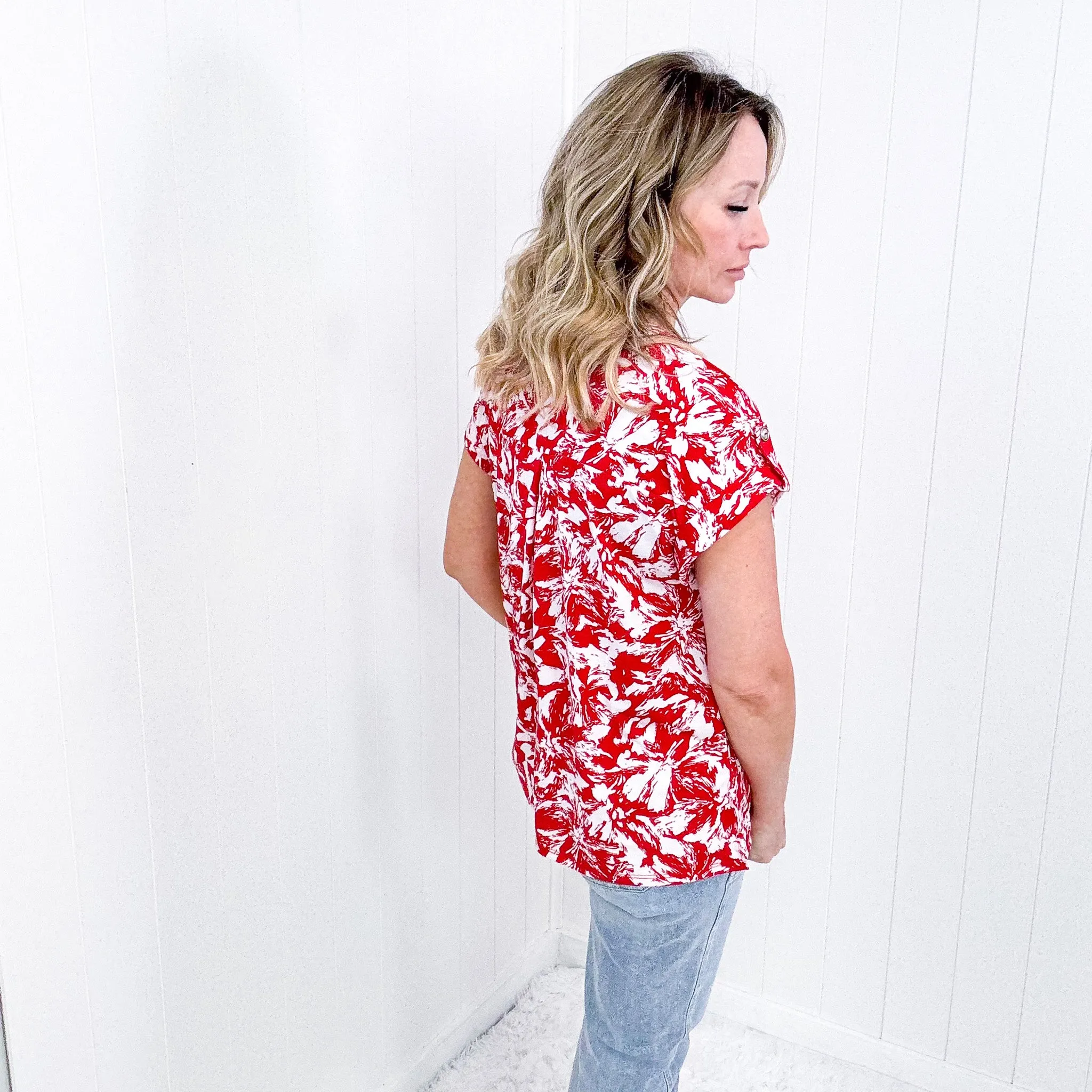 Dear Scarlett Lizzy Cap Sleeve Top in Red Floral sold by Boujee Boutique product image thumbnail 3