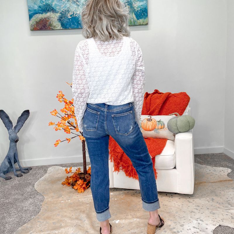 Judy Blue Asherton Mid Rise Cuffed Destroyed Boyfriend Jeans sold by Boujee Boutique product image thumbnail 6